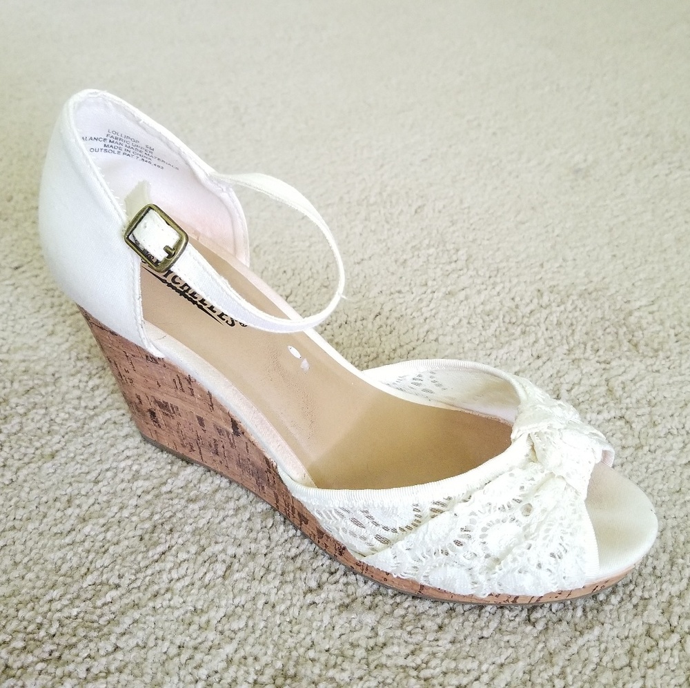 Seychelles Anthropologie Lollipop Lace Cork Wedge